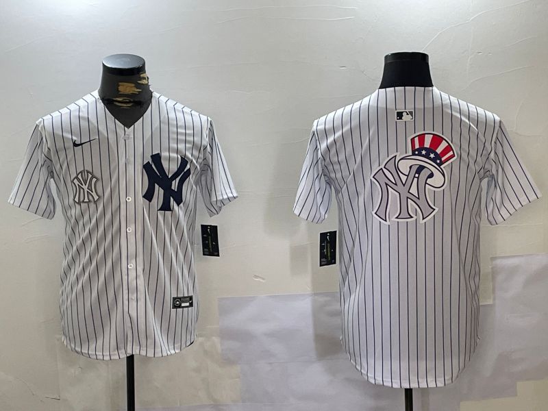 Men New York Yankees Blank White stripe Game 2024 Nike MLB Jersey style 102714